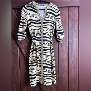 J. McLaughlin belted dress cream black animal print belt small